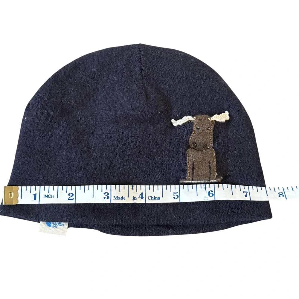 The North Face Infant Moose Applique Beanie‎ Hat Navy 0‑6M Baby Outdoor